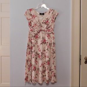 Tan and pink floral dress
